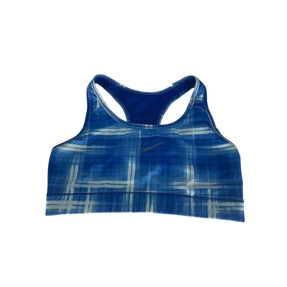 Nike Blue Plaid Racerback Athletic Sports Bra Women's